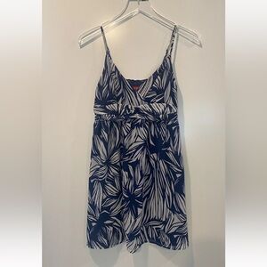 Elle Blue White‎ Tropical Print Chiffon Dress Womens Size 6 (896)